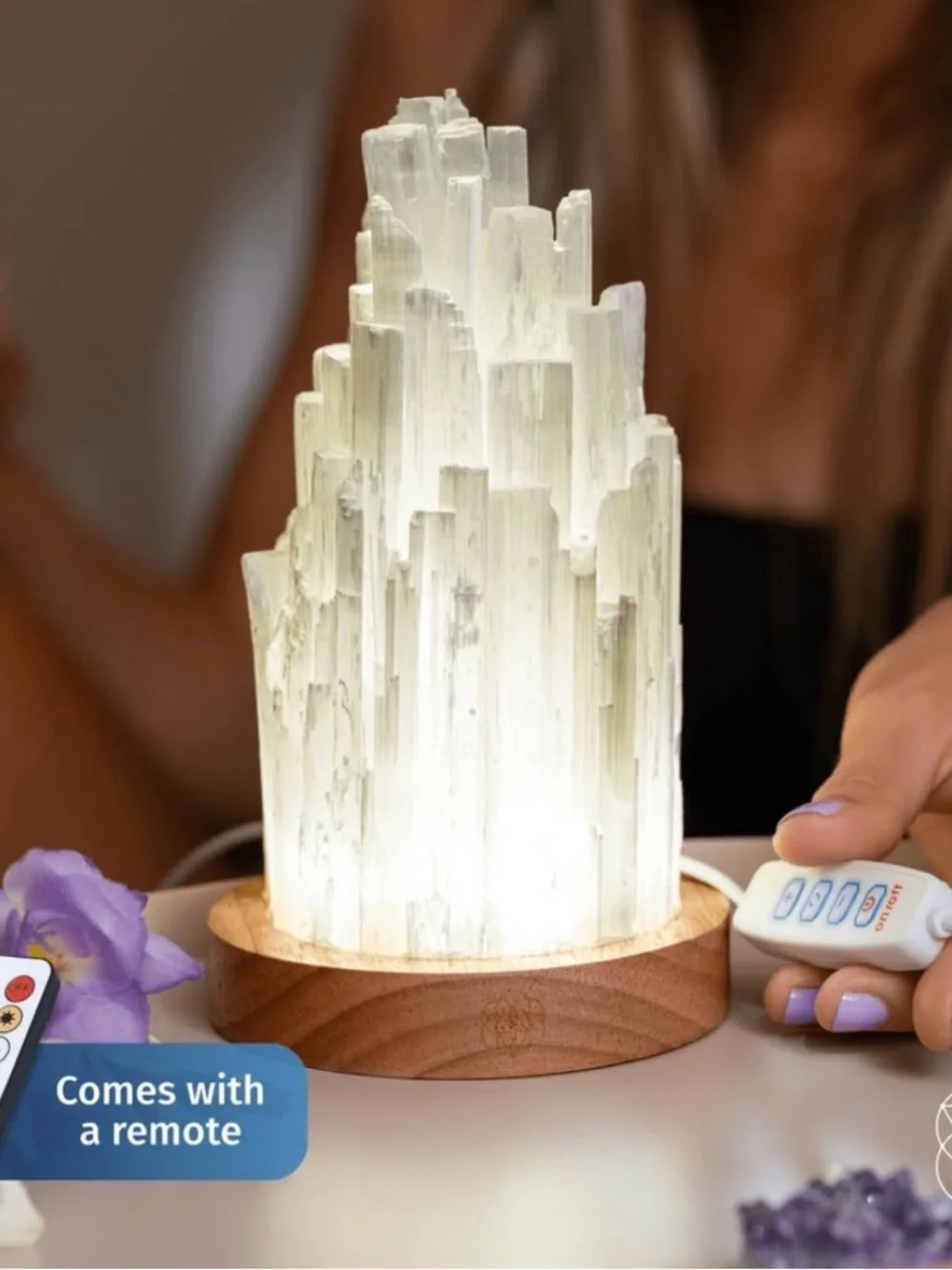 NEW in Box Cleanse-All Selenite Lamp 2 Pounds of Healing Power color change